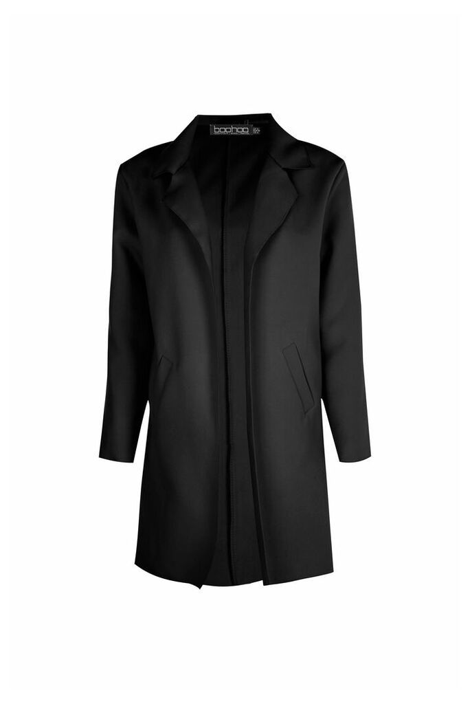Womens Collared Coat - black - M/L, Black