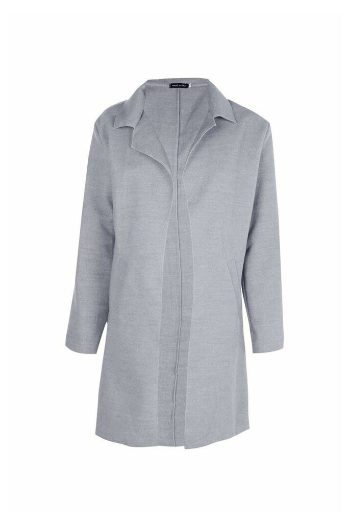Womens Collared Coat - grey - M/L, Grey