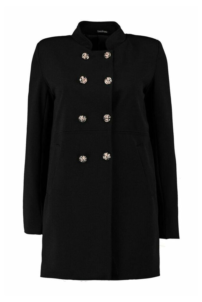 Womens Military Style Coat - black - 10, Black