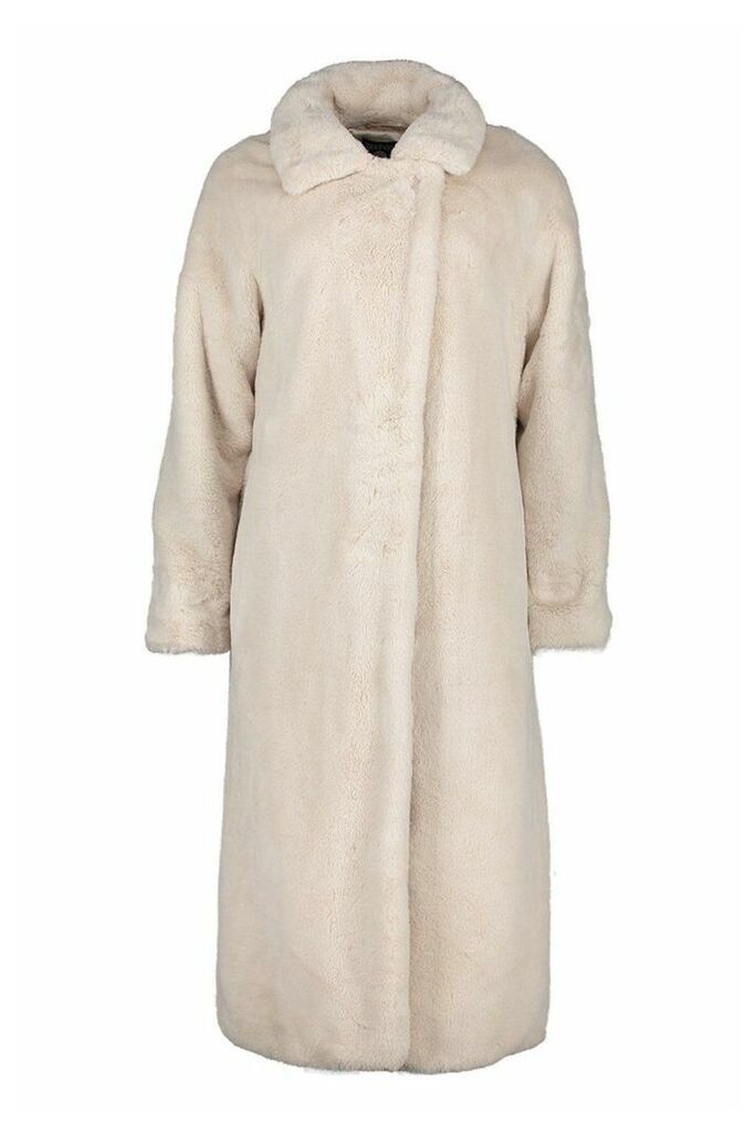 Womens Tall Belted Faux Fur Coat - white - 16, White
