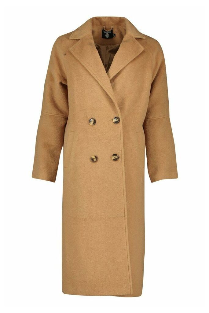 Womens Tall Oversized Wool Look Coat - beige - 10, Beige