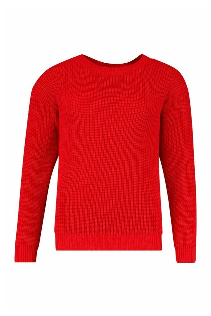 Womens Oversized Jumper - red - XS, Red
