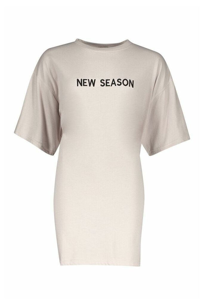 Womens New Season Embroidered T Shirt Dress - Beige - 16, Beige