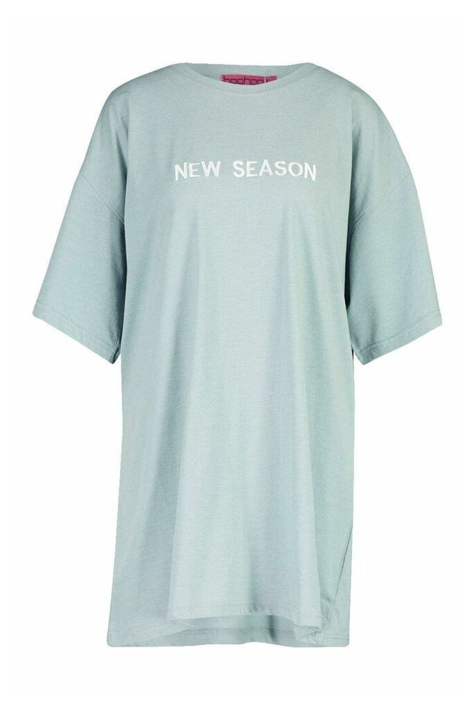 Womens New Season Embroidered T Shirt Dress - Blue - 14, Blue
