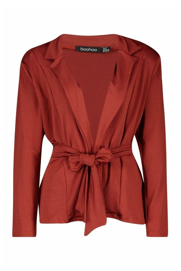 Womens Recycled Easy Wear Tie Front Blazer - Red - 10, Red