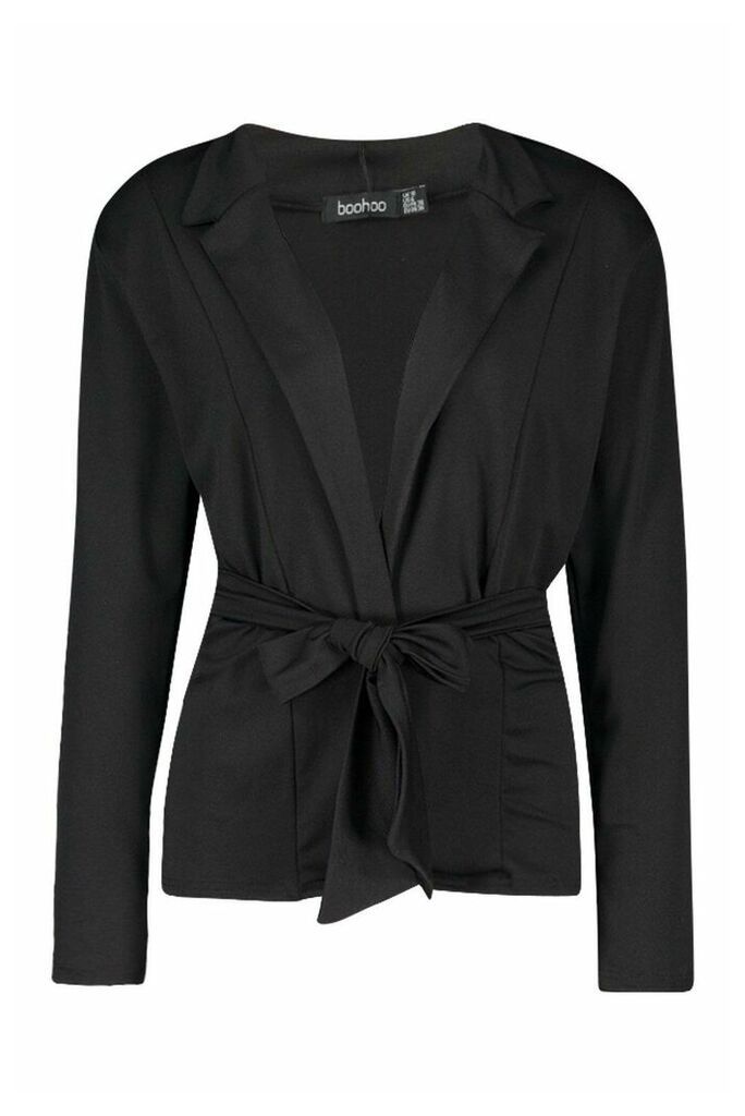 Womens Recycled Easy Wear Tie Front Blazer - Black - 12, Black