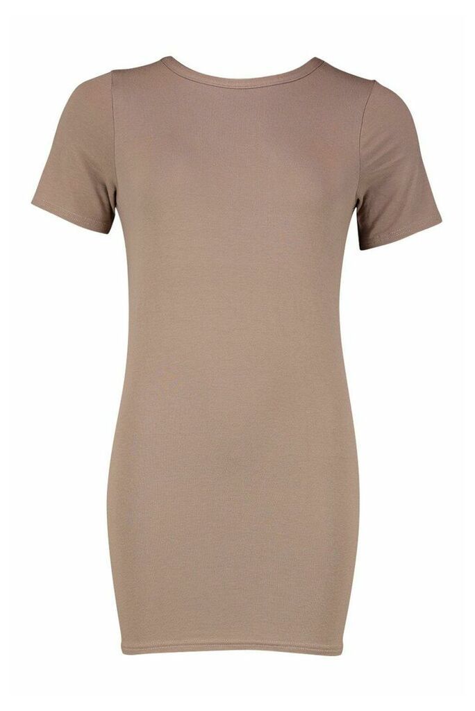 Womens Petite Smock Back Detail T-Shirt Dress - beige - 8, Beige