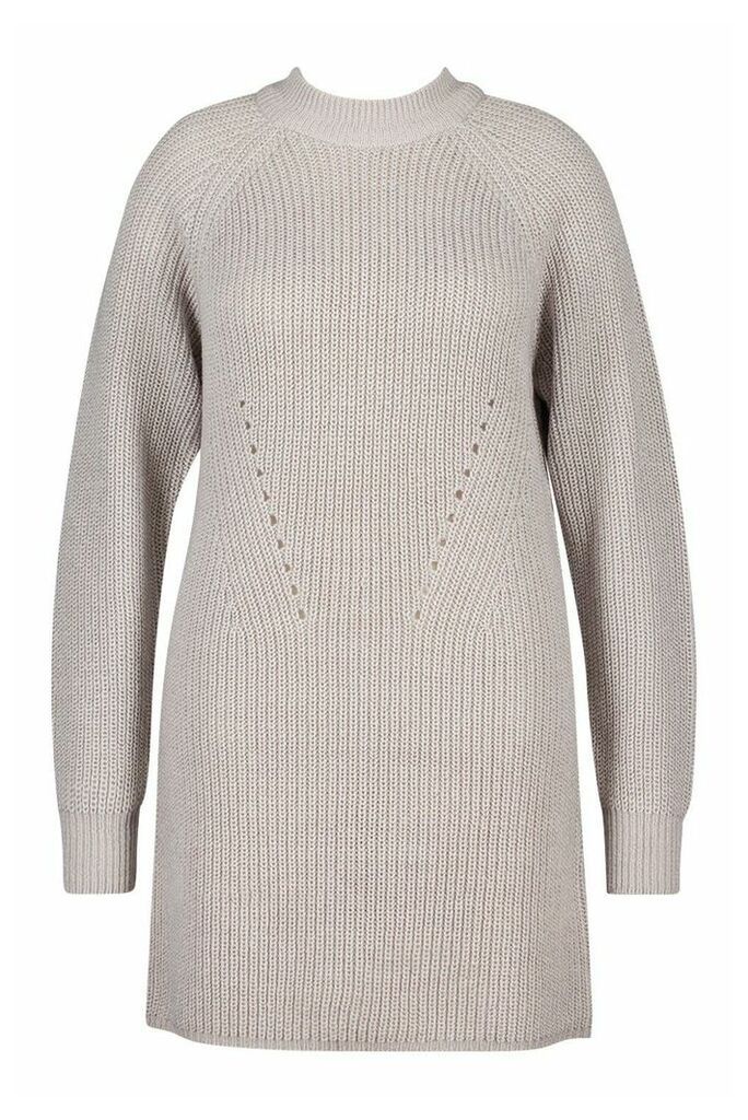 Womens Plus Rib Knit Jumper Dress - Grey - 20, Grey