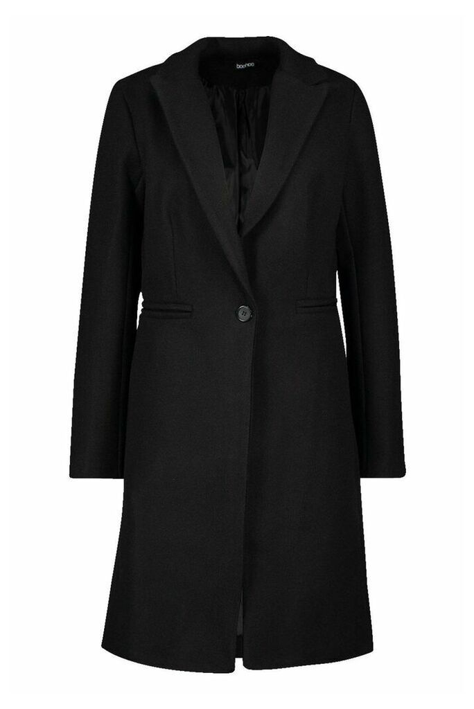 Womens Tailored Wool Look Coat - black - 10, Black
