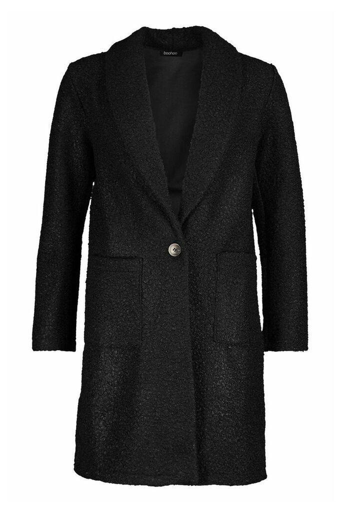 Womens Faux Teddy Fur Jacket - black - 12, Black