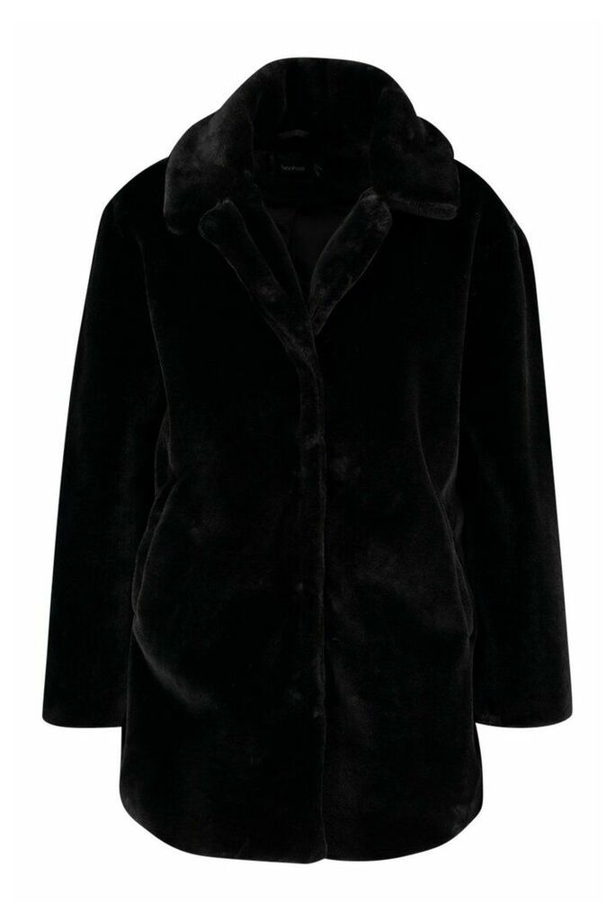 Womens Plus Faux Fur Coat - black - 20, Black