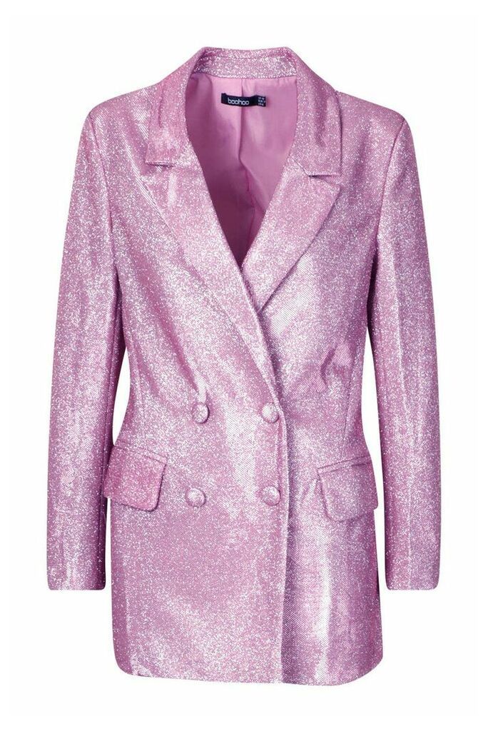 Womens Sparkle Blazer - Pink - 14, Pink