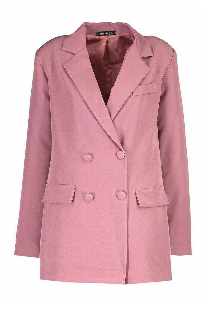 Womens Double Breasted Blazer - pink - 14, Pink