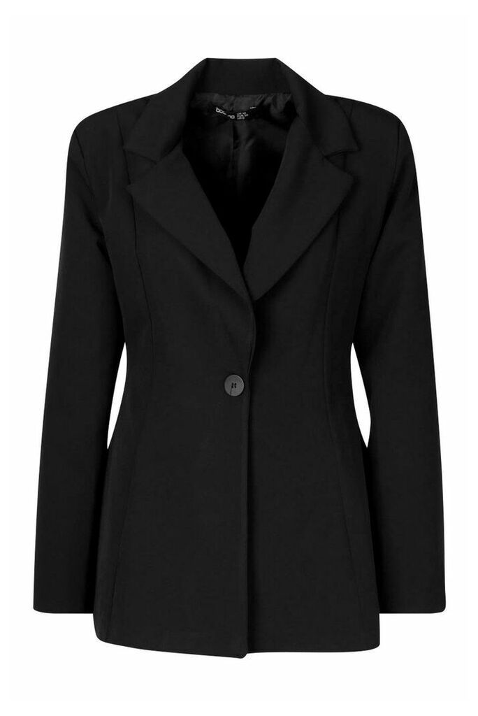 Womens Flared Tailored Blazer - black - 12, Black