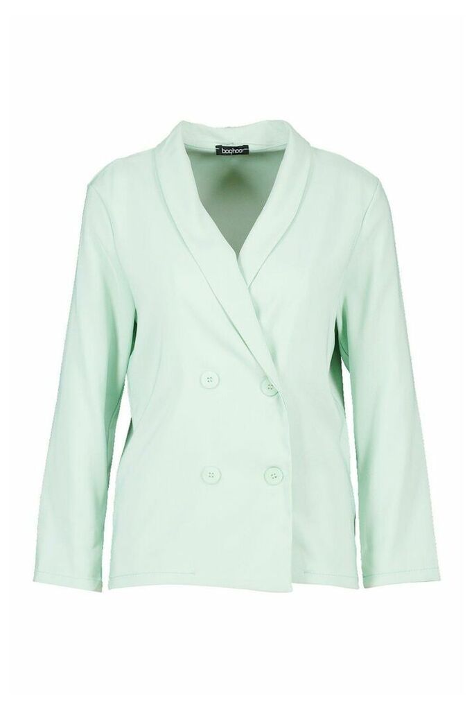 Womens Petite Light Weight Double Breasted Blazer - green - 12, Green