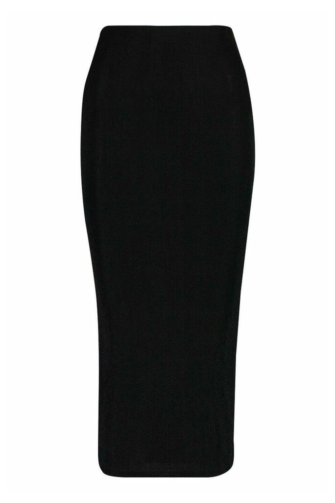 Womens Textured Midaxi Skirt - black - 8, Black