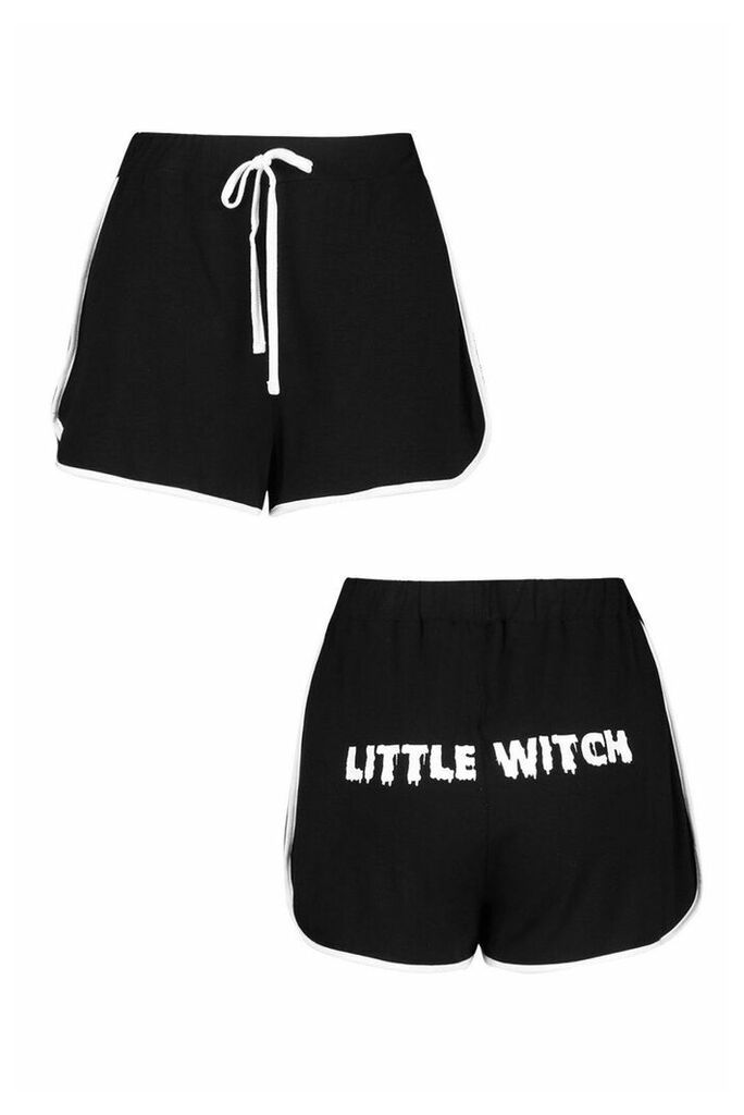 Womens Halloween 'Little Witch' Runner Shorts - black - 14, Black