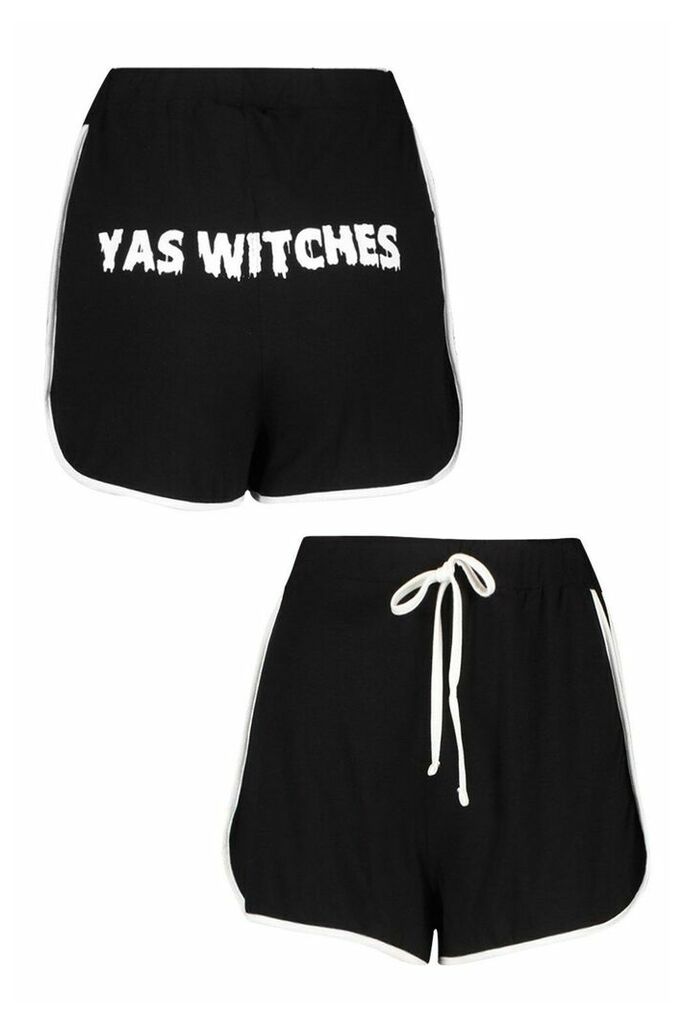 Womens Halloween 'Yas Witches' Runner Shorts - black - 14, Black