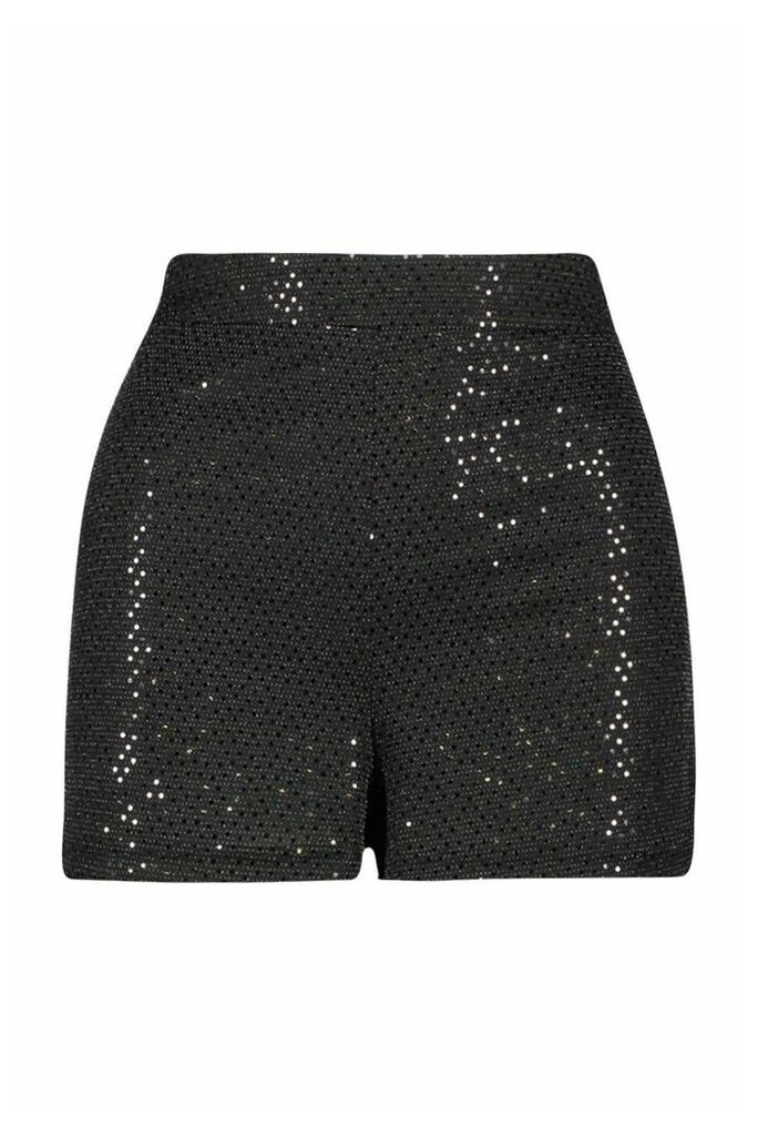 Womens Sparkle Highwaist Hotpants - black - 16, Black