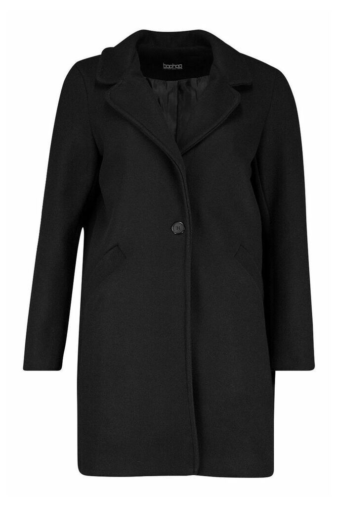 Womens Tailored Wool Look Coat - Black - 12, Black
