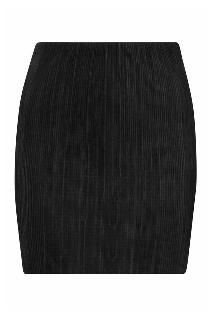Womens Plisse Mini Skirt - Black - 14, Black