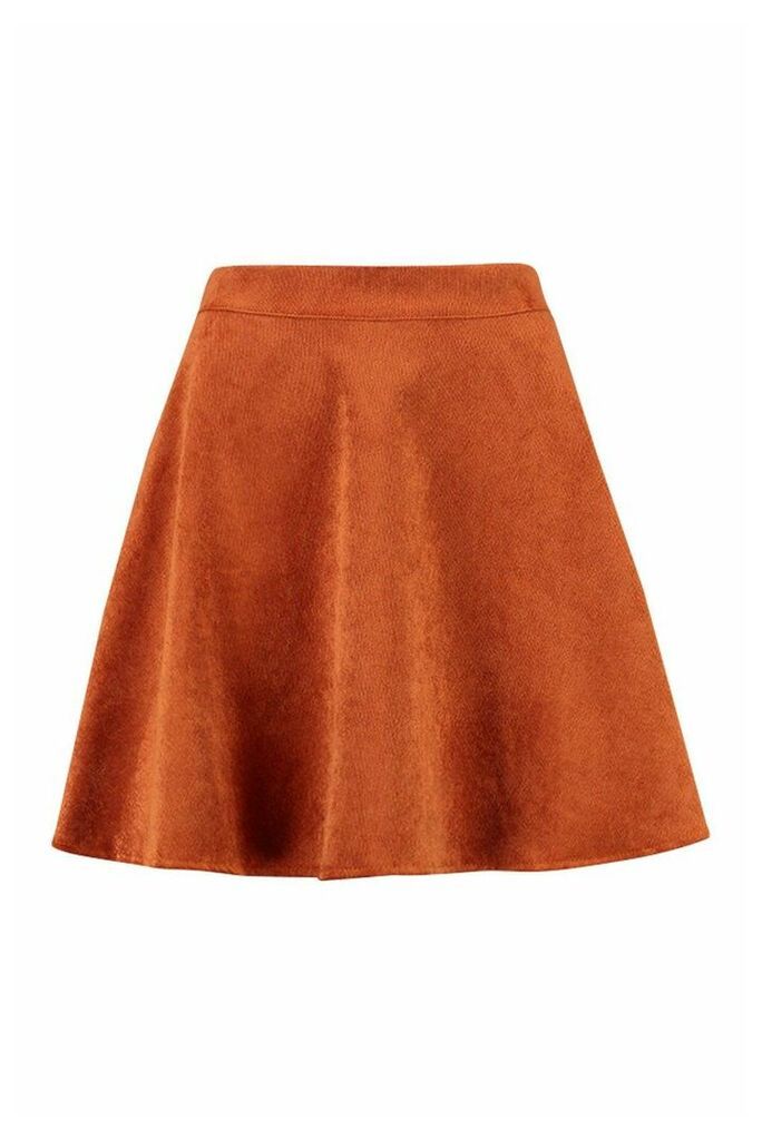 Womens Baby Cord Skater Skirt - orange - 12, Orange