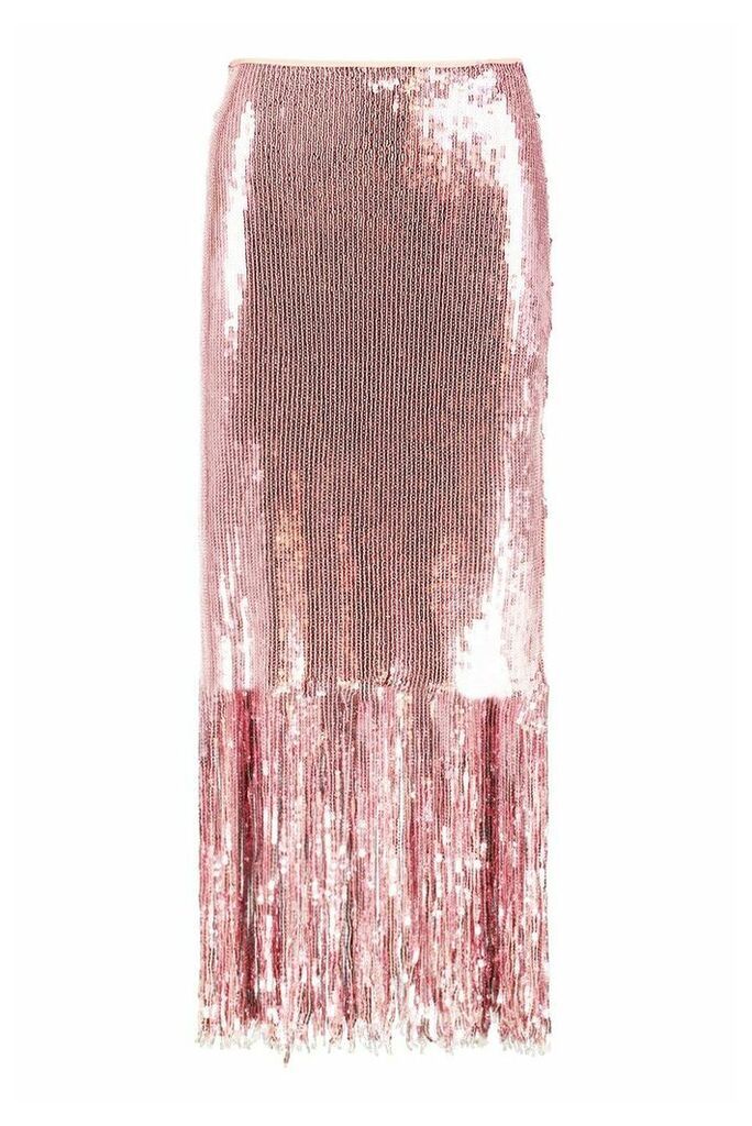 Womens Sequin Tassel Midi Skirt - Pink - 14, Pink