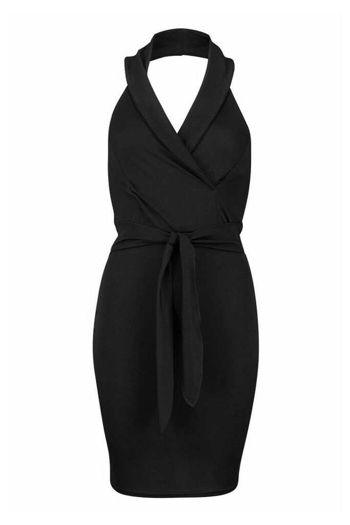 Womens Blazer Bodycon Mini Dress - black - 14, Black