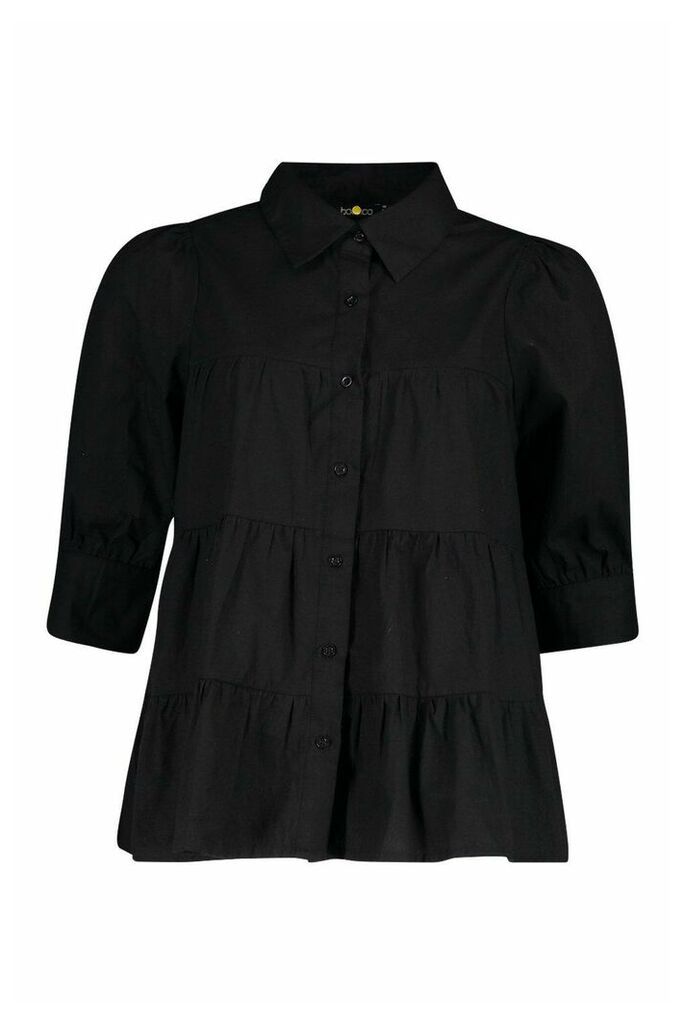 Womens Tiered Shirt - black - 8, Black