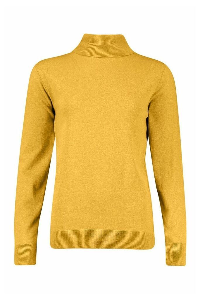 Womens Recycled Roll Neck Jumper - Yellow - 14/16, Yellow