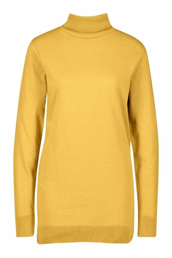 Womens Recycled Roll Neck Jumper Dress - Yellow - 22/24, Yellow