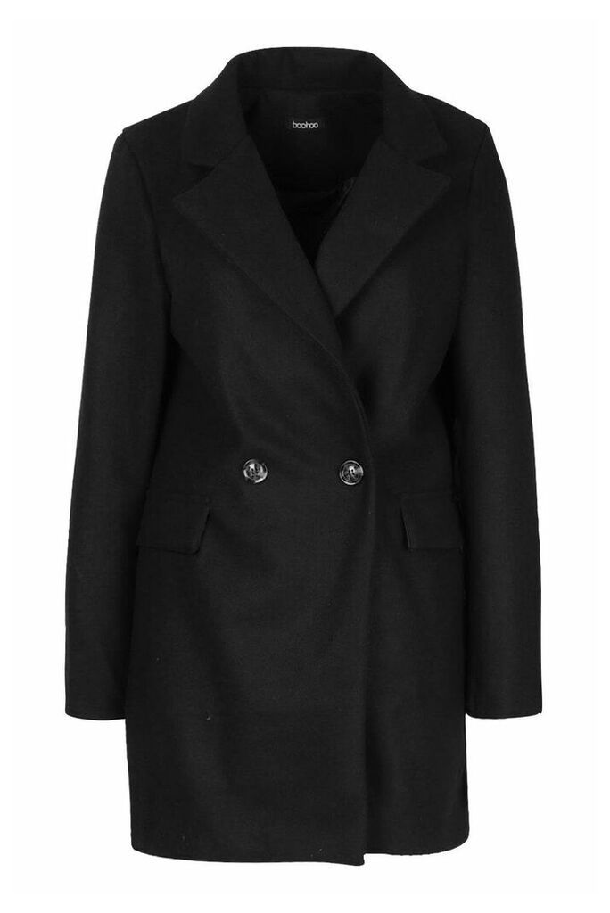 Womens Longline Wool Look Blazer Coat - black - 12, Black