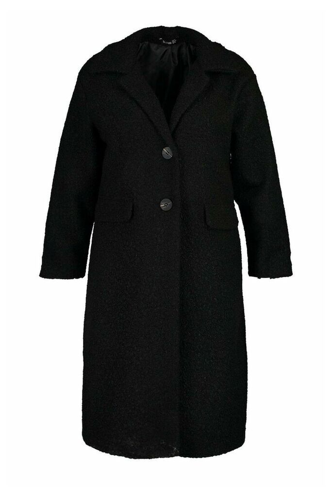 Womens Plus Longline Teddy Coat - black - 18, Black