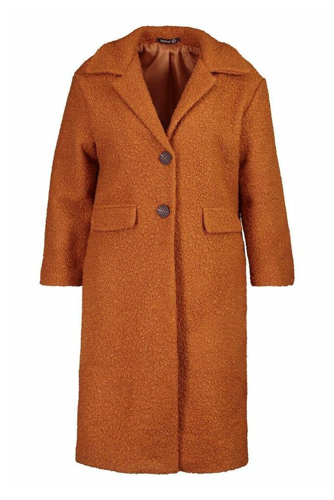 Womens Plus Longline Teddy Coat - beige - 16, Beige