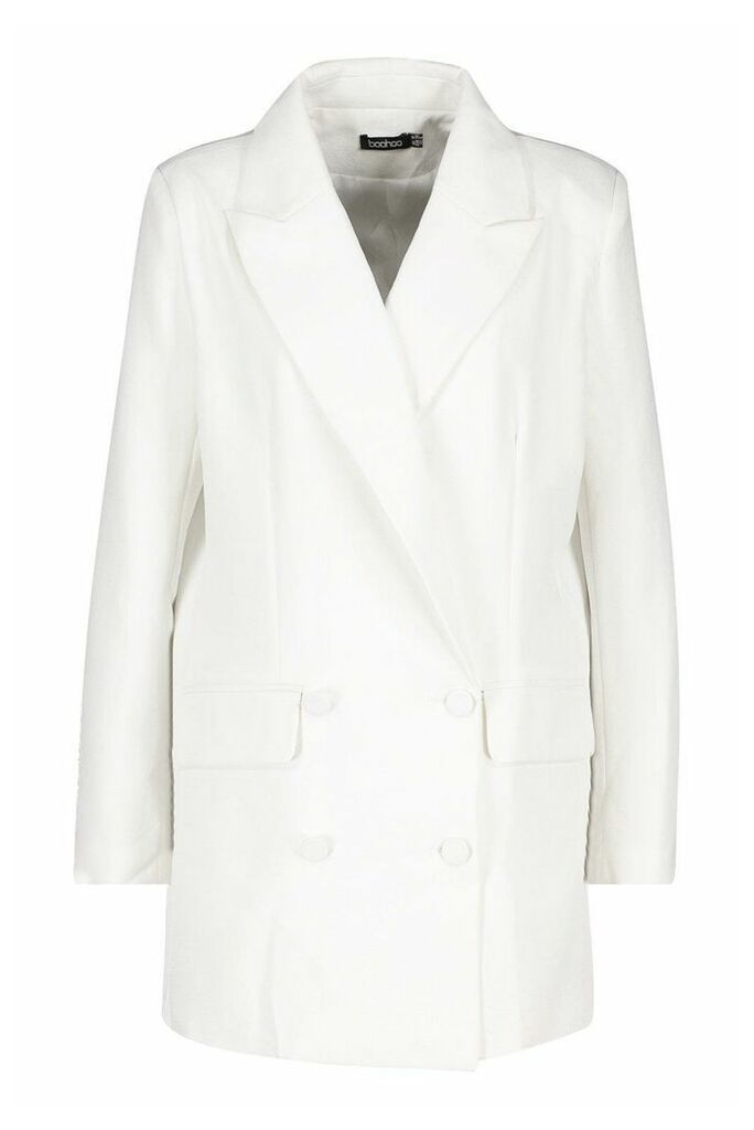 Womens Premium Double Breasted Blazer - White - 12, White