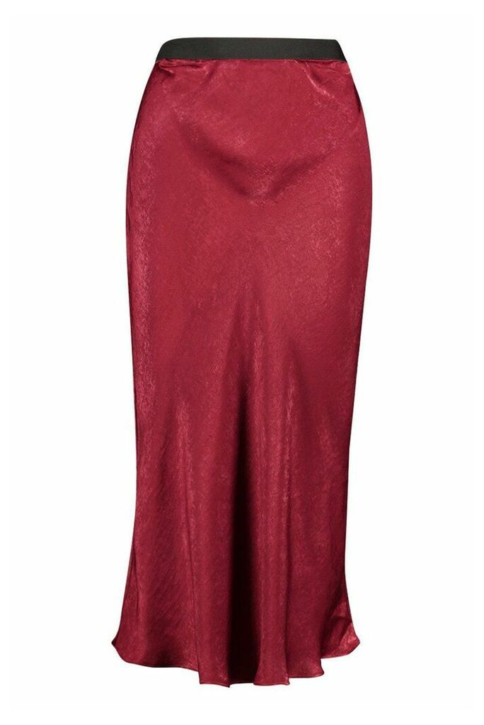 Womens Tall Bias Cut Satin Midaxi Skirt - Red - 14, Red