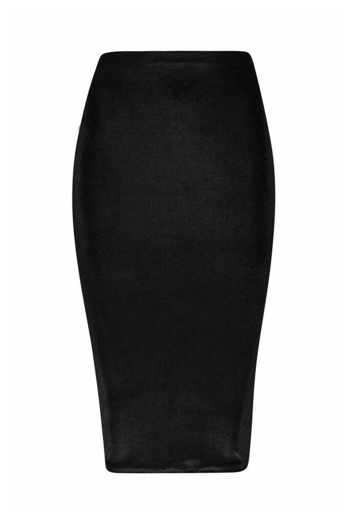 Womens Velvet Midi Skirt - black - 14, Black