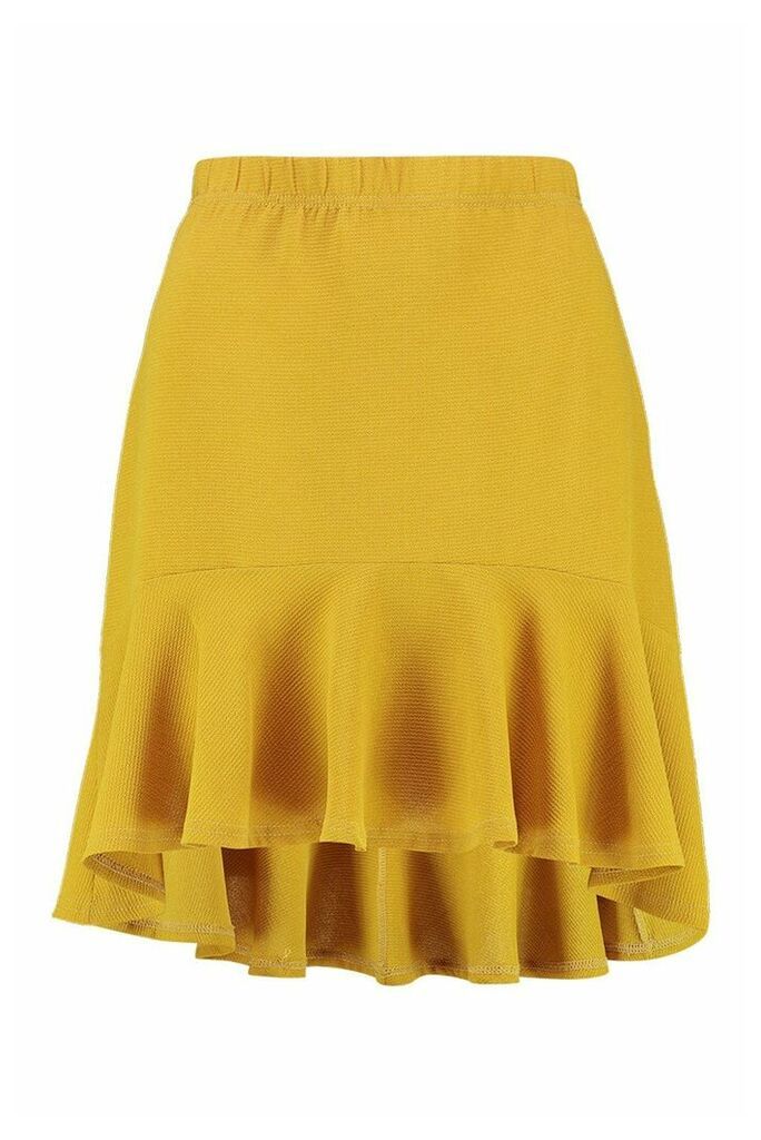 Womens Drop Hem Mini Skirt - Yellow - 8, Yellow