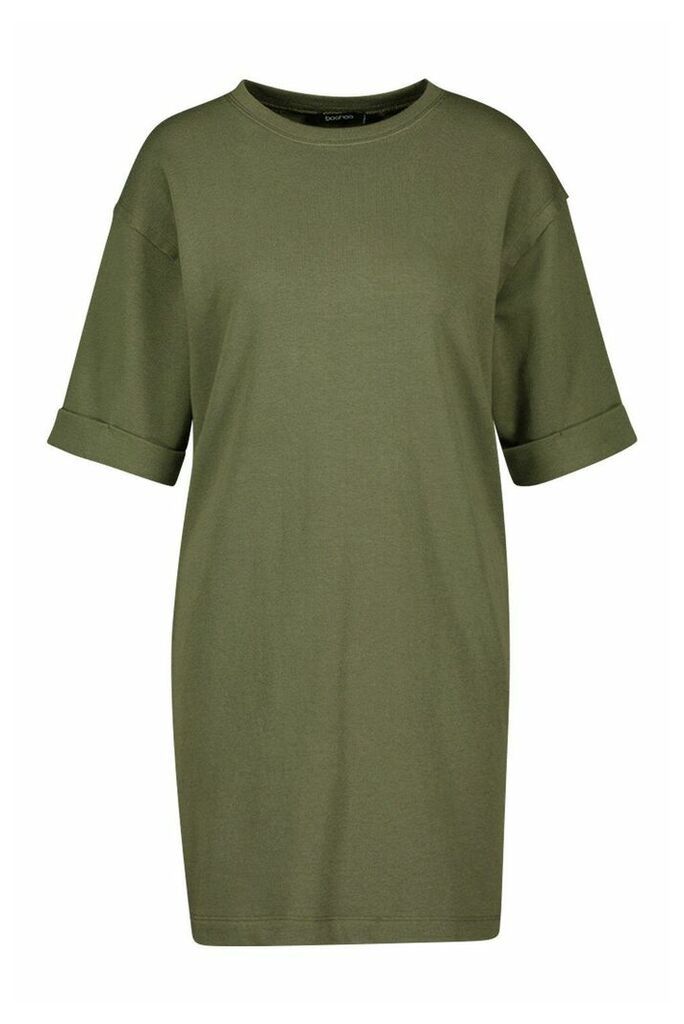 Womens T-Shirt Sweat Mini Dress - green - 8, Green