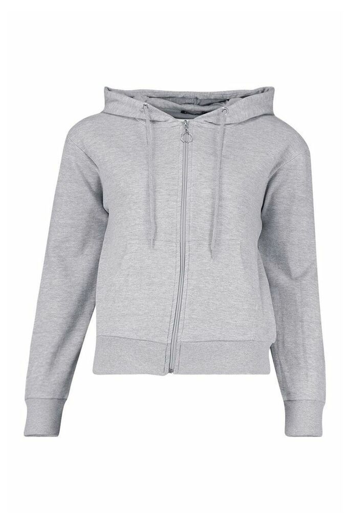 Womens Basic Soft Mix & Match Zip Through Hoodie - Grey - 16, Grey