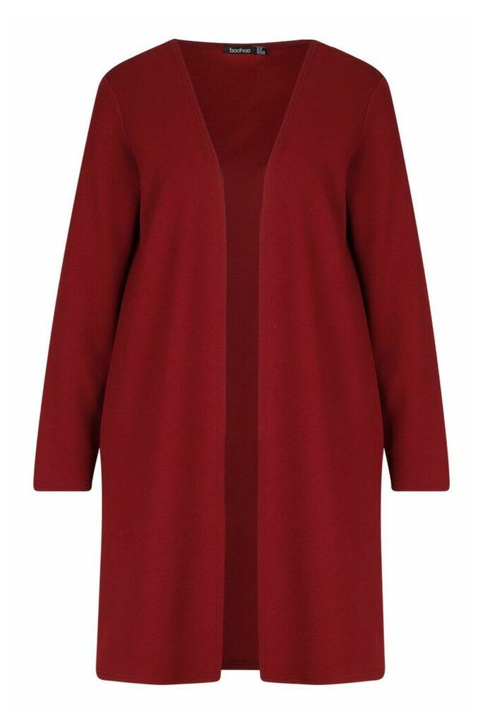 Womens Longline Duster - red - 12, Red