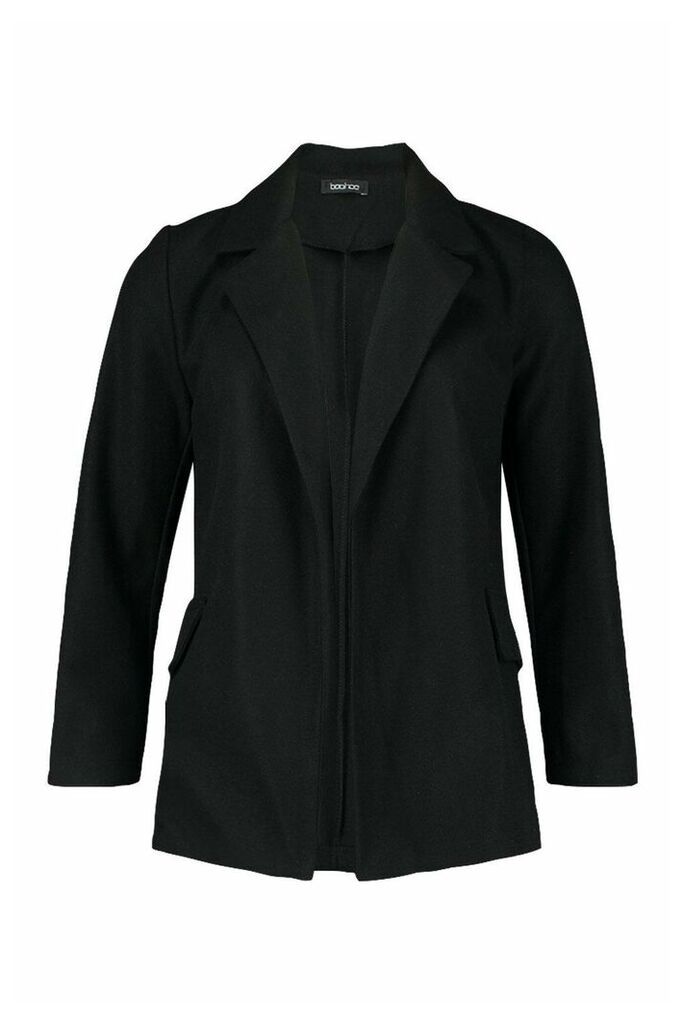 Womens Wool Look Blazer Coat - black - 12, Black