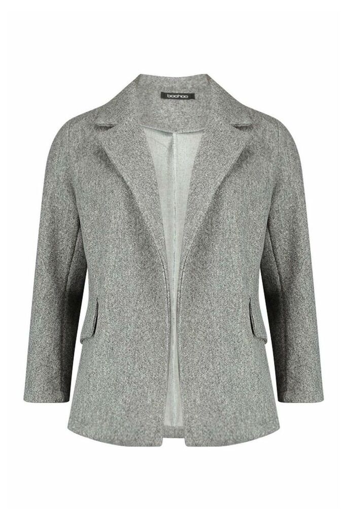 Womens Wool Look Blazer Coat - grey - 12, Grey