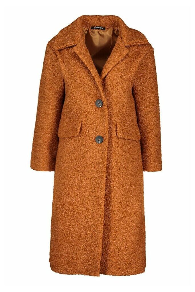 Womens Petite Teddy Faux Fur Oversized Coat - Beige - 8, Beige
