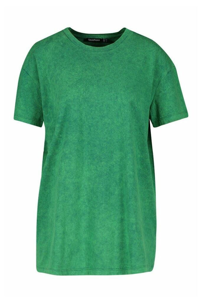 Womens Back Print Acid Wash T-Shirt Nashville - Green - M, Green