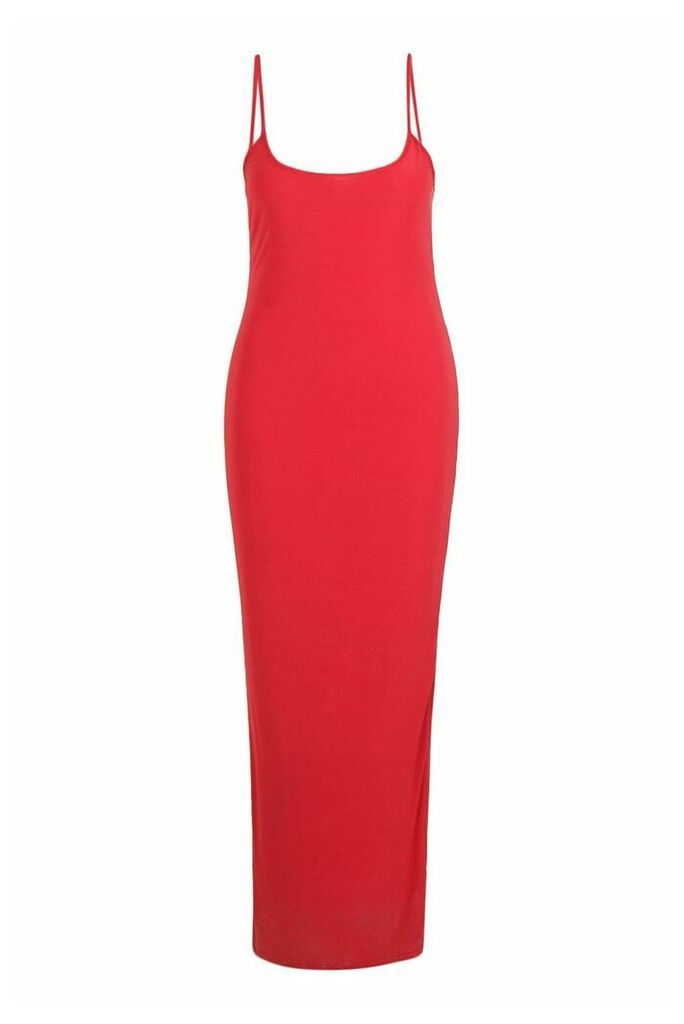 Womens Plus Slinky Strappy Maxi Dress - Red - 18, Red