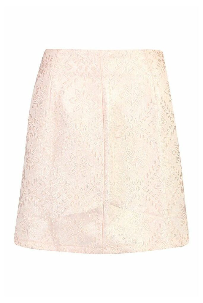 Womens Jacquard Mini Skirt - Pink - 12, Pink