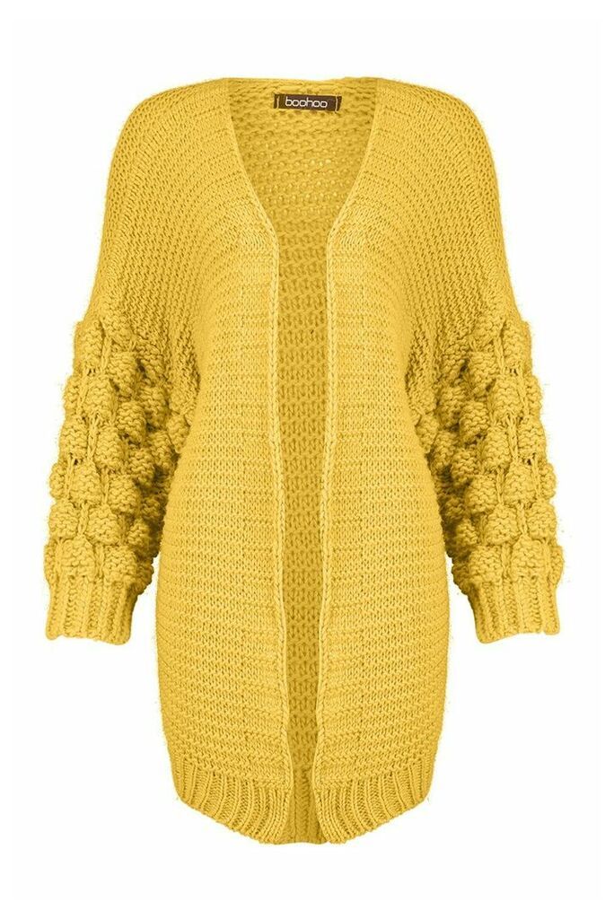Womens Premium Bobble Knit Cardigan - yellow - S, Yellow