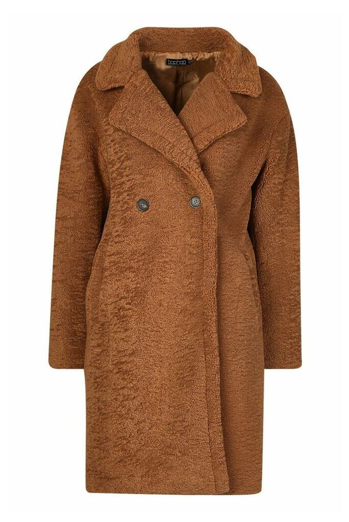 Womens Premium Teddy Fur Coat - beige - M, Beige