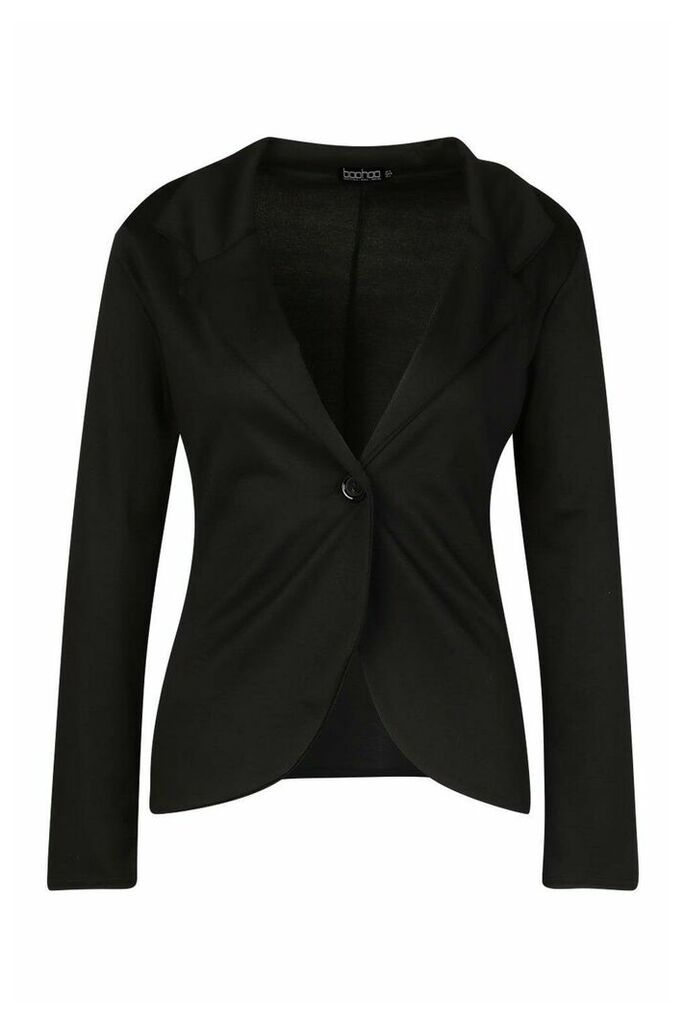 Womens Button Front Blazer - black - 10, Black
